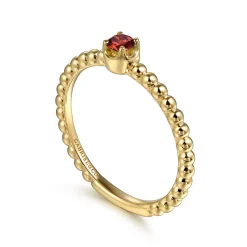 Clearance Gabriel & Co. Promise Ring - 14K Yellow Gold Garnet Stackable Promise Ring