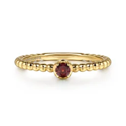 Clearance Gabriel & Co. Promise Ring - 14K Yellow Gold Garnet Stackable Promise Ring