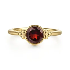 Clearance Gabriel & Co. Promise Ring - 14K Yellow Gold Garnet Bujukan Promise Ring