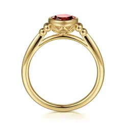 Clearance Gabriel & Co. Promise Ring - 14K Yellow Gold Garnet Bujukan Promise Ring
