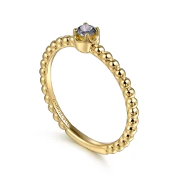Clearance Gabriel & Co. Promise Ring - 14K Yellow Gold Manmade Alexandrite Stackable Promise Ring