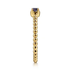 Clearance Gabriel & Co. Promise Ring - 14K Yellow Gold Manmade Alexandrite Stackable Promise Ring