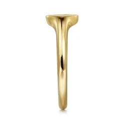 New Gabriel & Co. Promise Ring - 14K Yellow Gold Pave Diamond Signet Promise Ring