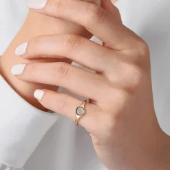 New Gabriel & Co. Promise Ring - 14K Yellow Gold Pave Diamond Signet Promise Ring