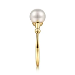 New Gabriel & Co. Promise Ring - 14K Yellow Gold Pearl Bujukan Promise Ring