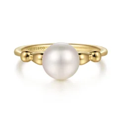 New Gabriel & Co. Promise Ring - 14K Yellow Gold Pearl Bujukan Promise Ring