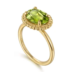 Clearance Gabriel & Co. Promise Ring - 14K Yellow Gold Peridot Bujukan Promise Ring