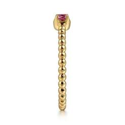 New Gabriel & Co. Promise Ring - 14K Yellow Gold Pink Tourmaline Stackable Promise Ring