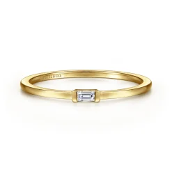 Clearance Gabriel & Co. Promise Ring - 14K Yellow Gold Promise Ring with Diamond Baguette