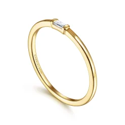 Clearance Gabriel & Co. Promise Ring - 14K Yellow Gold Promise Ring with Diamond Baguette