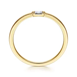Clearance Gabriel & Co. Promise Ring - 14K Yellow Gold Promise Ring with Diamond Baguette