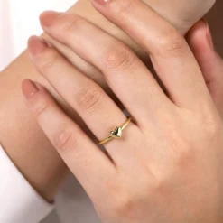 Clearance Gabriel & Co. Promise Ring - 14K Yellow Gold Puffed Heart Promise Ring