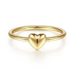 Clearance Gabriel & Co. Promise Ring - 14K Yellow Gold Puffed Heart Promise Ring