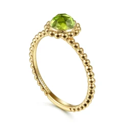 Online Gabriel & Co. Promise Ring - 14K Yellow Gold Round Peridot Bujukan Beaded Promise Ring