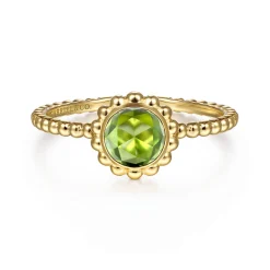 Online Gabriel & Co. Promise Ring - 14K Yellow Gold Round Peridot Bujukan Beaded Promise Ring