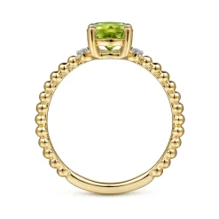 Outlet Gabriel & Co. Promise Ring - 14K Yellow Gold Round Peridot and Diamond Bujukan Promise Ring