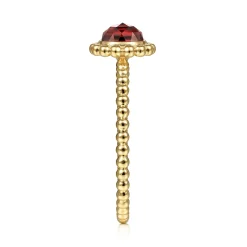 Sale Gabriel & Co. Promise Ring - 14K Yellow Gold Round Garnet Bujukan Beaded Promise Ring
