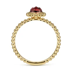 Sale Gabriel & Co. Promise Ring - 14K Yellow Gold Round Garnet Bujukan Beaded Promise Ring
