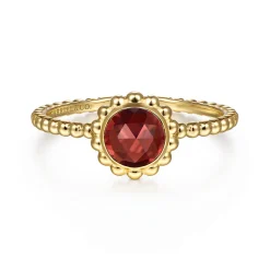 Sale Gabriel & Co. Promise Ring - 14K Yellow Gold Round Garnet Bujukan Beaded Promise Ring
