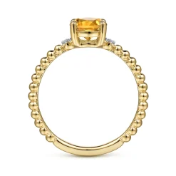 Gabriel & Co. Promise Ring - 14K Yellow Gold Round Citrine and Diamond Bujukan Promise Ring