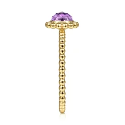 Gabriel & Co. Promise Ring - 14K Yellow Gold Round Amethyst Bujukan Beaded Promise Ring