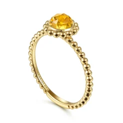 Outlet Gabriel & Co. Promise Ring - 14K Yellow Gold Round Citrine Bujukan Beaded Promise Ring