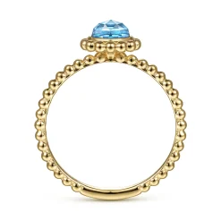 Gabriel & Co. Promise Ring - 14K Yellow Gold Round Blue Topaz Bujukan Beaded Promise Ring