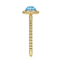 Gabriel & Co. Promise Ring - 14K Yellow Gold Round Blue Topaz Bujukan Beaded Promise Ring