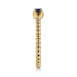 Clearance Gabriel & Co. Promise Ring - 14K Yellow Gold Sapphire Beaded Stackable Promise Ring
