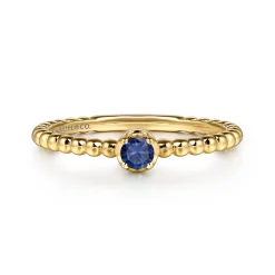 Clearance Gabriel & Co. Promise Ring - 14K Yellow Gold Sapphire Beaded Stackable Promise Ring