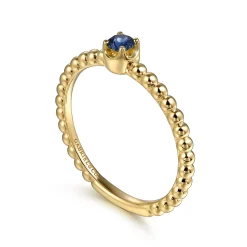 Clearance Gabriel & Co. Promise Ring - 14K Yellow Gold Sapphire Beaded Stackable Promise Ring