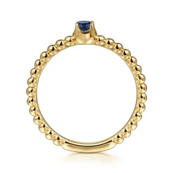 Clearance Gabriel & Co. Promise Ring - 14K Yellow Gold Sapphire Beaded Stackable Promise Ring