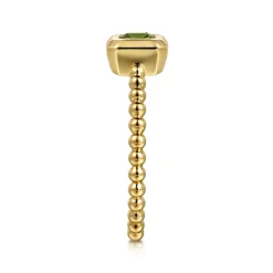 Gabriel & Co. Promise Ring - 14K Yellow Plain Gold Bujukan And Peridot Stackable Promise Ring