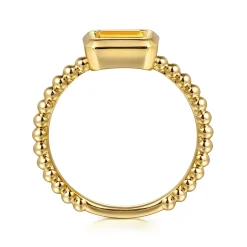 Gabriel & Co. Promise Ring - 14K Yellow Plain Gold Bujukan And Citrine Stackable Promise Ring