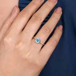 Discount Gabriel & Co. Promise Ring - 927 Sterling Silver Bezel Set Blue Topaz Solitaire Promise Ring