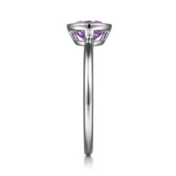 Best Gabriel & Co. Promise Ring - 925 Sterling Silver Bezel Set Amethyst Solitaire Promise Ring