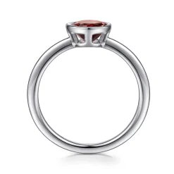 New Gabriel & Co. Promise Ring - 929 Sterling Silver Bezel Set Garnet Solitaire Promise Ring