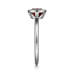 New Gabriel & Co. Promise Ring - 929 Sterling Silver Bezel Set Garnet Solitaire Promise Ring