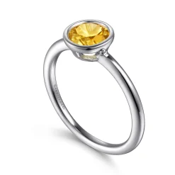 Best Gabriel & Co. Promise Ring - 928 Sterling Silver Bezel Set Citrine Solitaire Promise Ring
