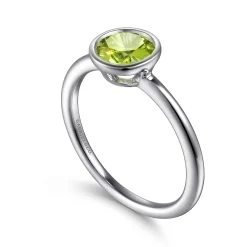 Outlet Gabriel & Co. Promise Ring - 925 Sterling Silver Bezel Set Peridot Solitaire Promise Ring