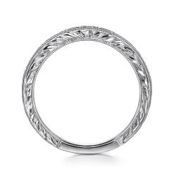 Best Gabriel & Co. Provence - Vintage Inspired Curved Platinum Micro Pave Diamond Anniversary Band - 0.25 ct