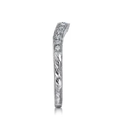 Outlet Gabriel & Co. Provence - Vintage Inspired Curved 14K White Gold Micro Pave Diamond Anniversary Band - 0.25 ct