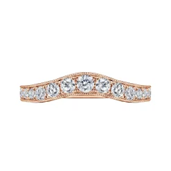 New Gabriel & Co. Provence - Vintage Inspired 14K Rose Gold Curved Channel Set Diamond Wedding Band with Engraving - 0.5 ct