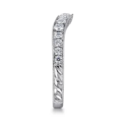 Online Gabriel & Co. Provence - Vintage Inspired Platinum Curved Channel Set Diamond Wedding Band with Engraving - 0.5 ct