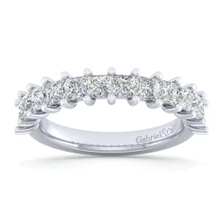 New Gabriel & Co. Puglia - 14K White Gold Princess Cut 13 Stone Shared Prong Diamond Anniversary Band - 1.5 ct