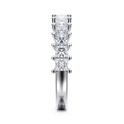 New Gabriel & Co. Puglia - 14K White Gold Princess Cut 13 Stone Shared Prong Diamond Anniversary Band - 1.5 ct