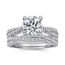 Discount Gabriel & Co. Quinlan - 14K White Gold Twisted Round Diamond Engagement Ring