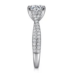 Discount Gabriel & Co. Quinlan - 14K White Gold Twisted Round Diamond Engagement Ring
