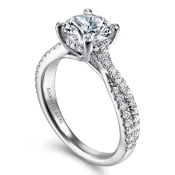 Discount Gabriel & Co. Quinlan - 14K White Gold Twisted Round Diamond Engagement Ring