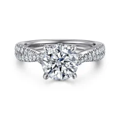 Discount Gabriel & Co. Quinlan - 14K White Gold Twisted Round Diamond Engagement Ring